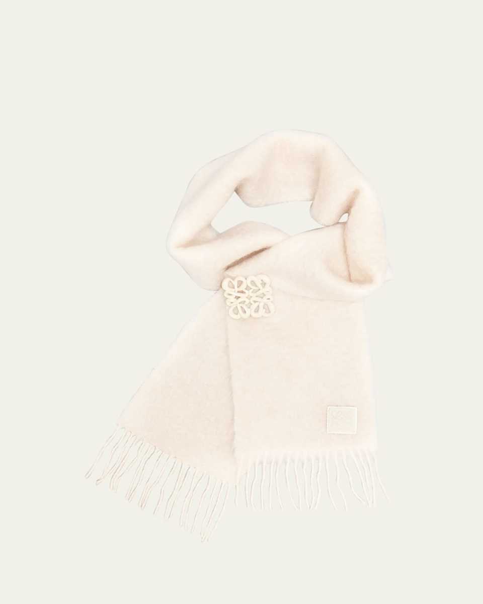 Mohair-Blend Anagram Brooch Scarf